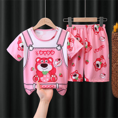 Nuevo estilo de pijamas para niñas, niños, novedad de verano, ropa fina de manga corta para niños grandes, ropa para el hogar, traje para niñas pequeñas