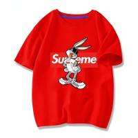 T-shirt garçon manches courtes été enfant moyen et grand enfant marque tendance lapin pur coton garçon T-shirt haut vêtements pour enfants  rouge
