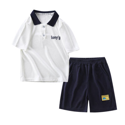New boys polo shirt suit casual fashion children's two-piece Korean style short-sleeved shorts children's clothing