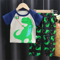 Children's summer air-conditioned short-sleeved and trousers combination suit  Multicolor