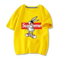 T-Shirt für Jungen, kurzärmelig, für den Sommer, mittlere und große Kinder, trendige Marke, Kaninchen, reine Baumwolle, T-Shirt für Jungen, Oberteil, Kinderbekleidung  Gelb