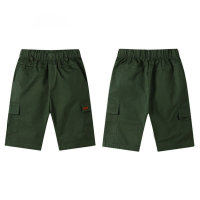 Boys' shorts, summer outer wear, thin medium and large children's summer trousers, children's medium trousers, summer overalls, three-quarter trousers, trendy  Green