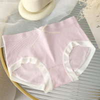 New anti-mite protection pants Japanese colored cotton underwear women's seamless mid-waist briefs with bows sweet and cute  Purple