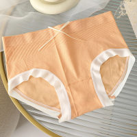 New anti-mite protection pants Japanese colored cotton underwear women's seamless mid-waist briefs with bows sweet and cute  Orange