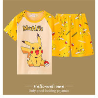 Boys Cartoon Casual Daily T-shirt Set Cotton Home Clothes Pajamas Fashion Mickey  Yellow