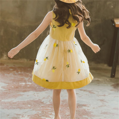 Meninas verão novo estilo infantil elegante estilo coreano abacaxi vestido de princesa vestido de menina de verão na moda