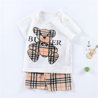 New pure cotton summer children's suit half-sleeved children's T-shirt sports home clothes  White
