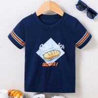 Boys summer short-sleeved T-shirts for small and medium-sized children's fashionable summer clothes for children's summer short-sleeved T-shirts  Navy Blue