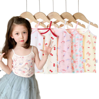 Chaleco para niños con tirantes para niñas, ropa interior de algodón de estilo coreano con estampado de dibujos animados para bebés