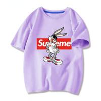 T-Shirt für Jungen, kurzärmelig, für den Sommer, mittlere und große Kinder, trendige Marke, Kaninchen, reine Baumwolle, T-Shirt für Jungen, Oberteil, Kinderbekleidung  Lila