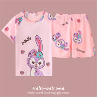 Boys Cartoon Casual Daily T-shirt Set Cotton Home Clothes Pajamas Fashion Mickey  Pink
