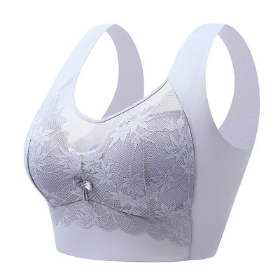 French bra without steel ring fixed cup adjustable ice silk lace underwear for women