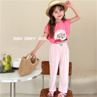 Children's modal pants girls trousers thin anti-mosquito socks loose casual pants  Pink