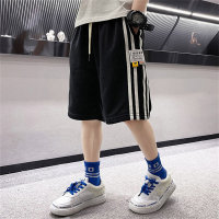 Boys shorts for middle and large children summer cotton breathable shorts four stripes elastic waist children's outerwear sports pants trendy  Black