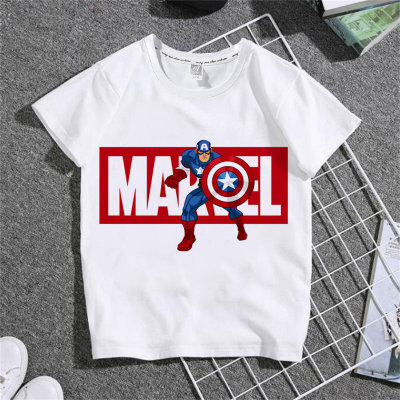 T-shirt per bambini da studente estiva a maniche corte con stampa di cartoni animati Marvel Avengers Hero