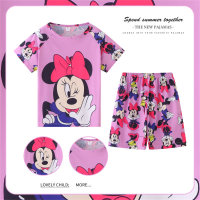 Pijamas infantis de manga curta roupas de verão com ar condicionado  Luz roxa