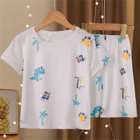 2024 new children's pajamas boys summer thin short-sleeved shorts cartoon suit boys and girls home clothes  Multicolor