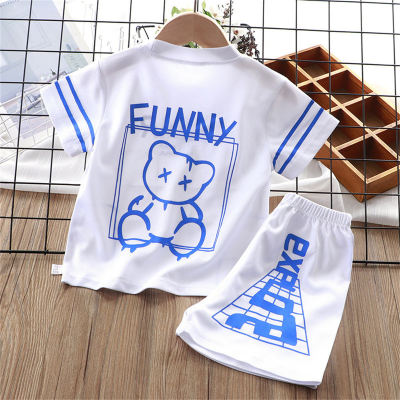 Children's short-sleeved suits for middle and large children's sportswear for boys, casual summer clothes for boys, quick-drying clothes for summer babies, two-piece suits