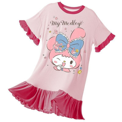 2024 new children's pajamas girls nightdress thin summer little girl mother and daughter nightdress summer middle and large children's home clothes