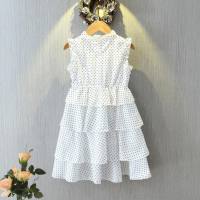 2024 vestido de niñas vestido de princesa de verano falda de gasa nueva ropa de moda para niñas pequeñas mono sin mangas  Blanco