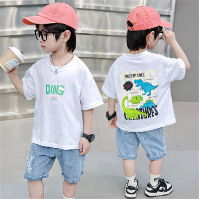 Niños Dinosaur Jeans Traje de manga corta Ropa de verano