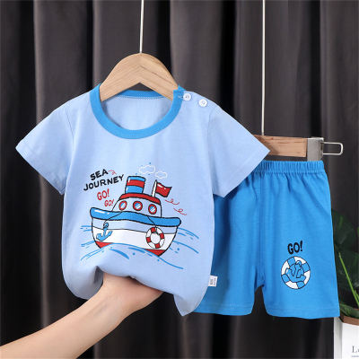 Children's short-sleeved T-shirt suit for infants and young children, short-sleeved shorts, two-piece suit