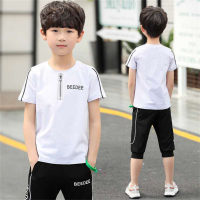 New summer clothes for children summer fashion middle and large children boys summer handsome Korean version  White
