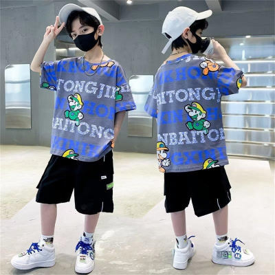 Summer boys suit fashionable summer clothes children's summer style Korean loose casual two-piece suit trendy