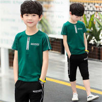 ملابس صيفية جديدة للأطفال موضة الصيف المتوسطة والكبيرة للأطفال الأولاد النسخة الكورية الصيفية الوسيم  أخضر