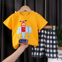 2024 new style children's boy suit baby summer short-sleeved summer clothes girl's cotton T-shirt summer children's clothing wholesale  Yellow