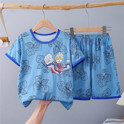 Summer refreshing children's pajamas short-sleeved men's round neck cartoon home clothes summer casual air-conditioned clothes set