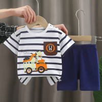 Kinder-Kurzarmanzug 24 neue Sommer-Stil Jungen reine Baumwolle T-Shirt Shorts koreanischen Stil Baby-Mädchen-Kleidung Kinderbekleidung Großhandel  Weiß