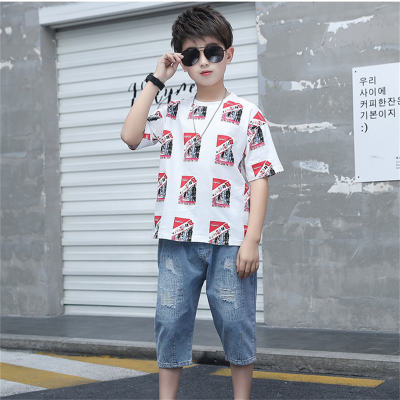 Two-piece urban casual T-shirt set for middle and large children