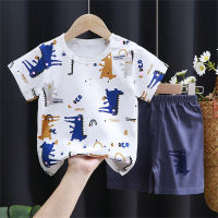 Baby short-sleeved t-shirt 2-piece set pure cotton boys summer clothes children half-sleeved undershirt baby clothes fashion manufacturer wholesale  White