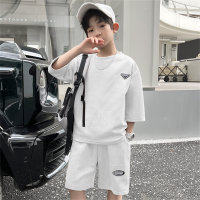 Summer Boys' Fashionable, Comfortable and Casual T-shirt Shorts Two-piece Set  White