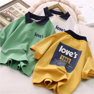 Boys short-sleeved T-shirt lapel casual POLO shirt medium and large children's thin breathable