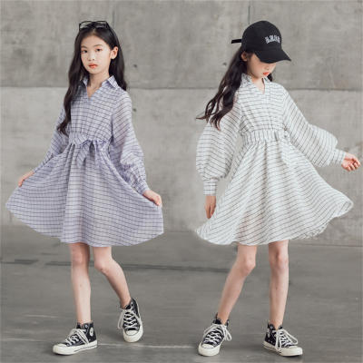 New summer style chiffon dress with long sleeves and lantern sleeves