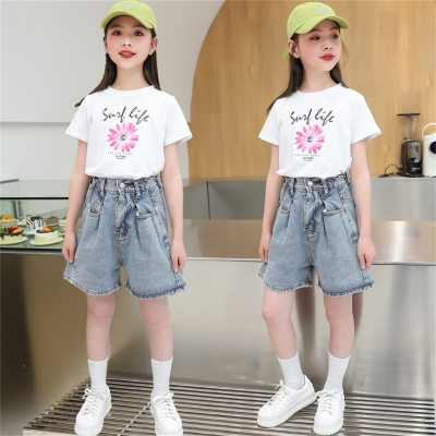 Girls T-shirt Summer Girls Suit Two Piece Set