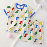 Children's summer cute short-sleeved suit pure cotton 2-piece set  Beige