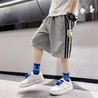 Boys shorts for middle and large children summer cotton breathable shorts four stripes elastic waist children's outerwear sports pants trendy  Gray