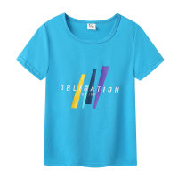2024 new children's clothing, summer sweat-absorbent T-shirts for middle-aged and older children, casual tops for boys and girls students  Blue