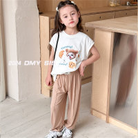 Children's modal pants summer boys and girls trousers thin anti-mosquito socks loose casual pants  Coffee