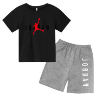 Terno infantil camisa de manga curta camiseta roupas de basquete menino roupas esportivas  Preto