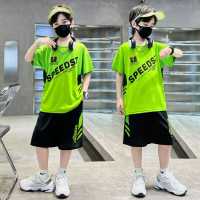 Verão infantil na moda carta solta casual terno meninos bonito shorts de manga curta esportes terno de duas peças  Verde