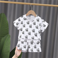 New summer children's boy suits home clothes casual clothes suits two-piece suits  White