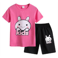 2024 new large and medium-sized children's suits 6-12 years old color matching casual student boys and girls shorts suits children's clothing wholesale  Hot Pink