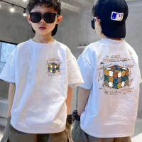 Jungen-T-Shirt mit kurzen Ärmeln, 2023, neuer Sommerstil, mittlere und große Kinder, dünne, halbärmelige Ins, beliebte Sommerkleidung der Street-Fashion-Marke für Kinder  Mehrfarbig