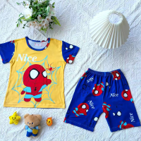 ملابس منزلية رقيقة للأولاد صيفية بأكمام قصيرة كرتونية بدلة غير رسمية  متعدد الألوان
