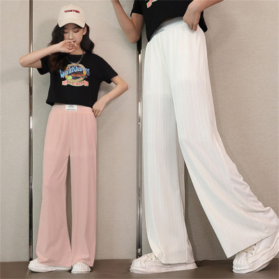 Girls' trousers, summer thin outer wear, large children's anti-mosquito trousers, summer straight trousers, quick-drying children's ice silk wide-leg trousers