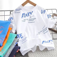 24 Summer children's trendy loose casual short-sleeved T-shirt tops for boys and girls mesh breathable round neck sports sweatshirt  White